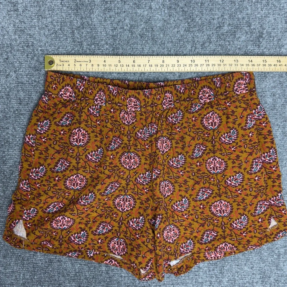 Madewell Shorts Women S Brown Paisley Floral Elastic Waist Boho Coastal Festival